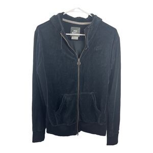 Nike Women's Gray Tag Y2K Velour Zip Up Black‎ Jacket 361068-010 Size L